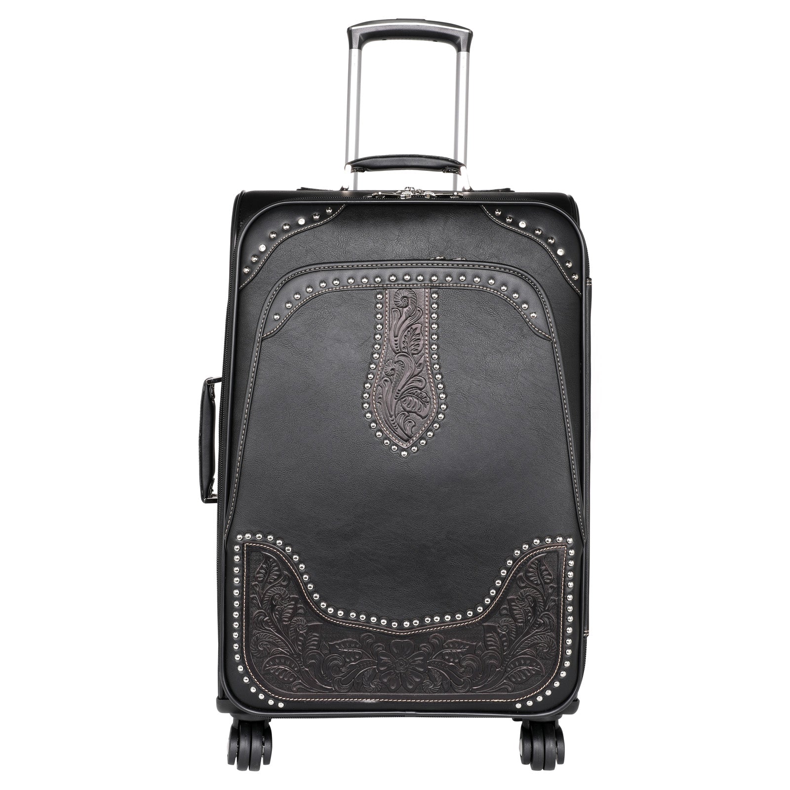 Montana West Tooled Leather Collection 3 PC Luggage Set-Black - Cowgirl Wear