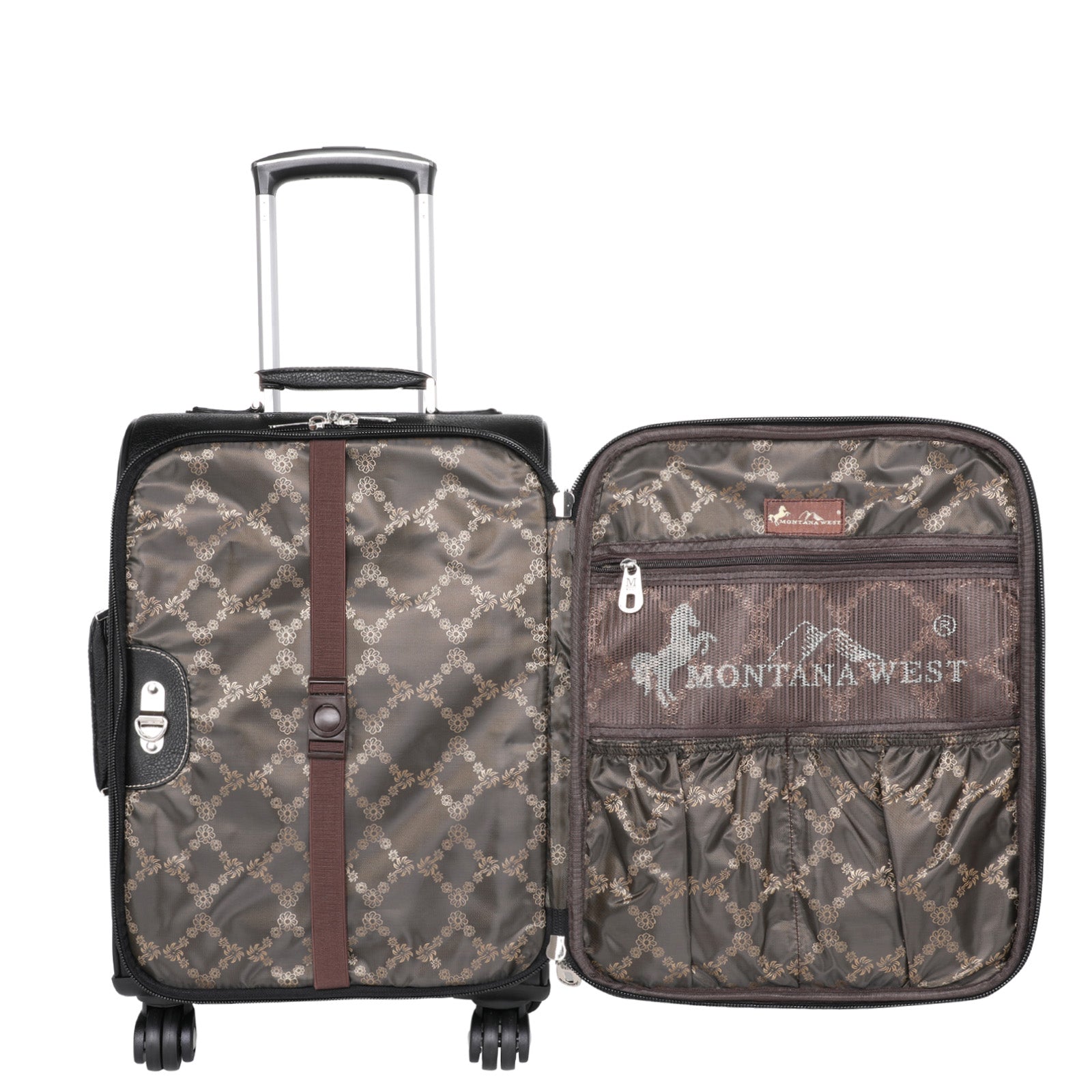 Montana West Tooled Leather Collection 3 PC Luggage Set-Black - Cowgirl Wear