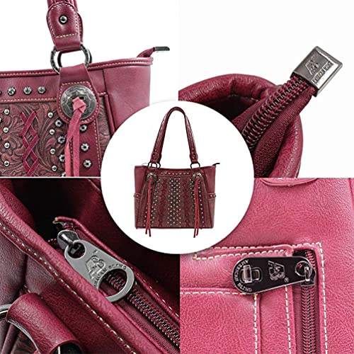 American Bling Floral Embossed Tote and Wallet Set-Red - Cowgirl Wear