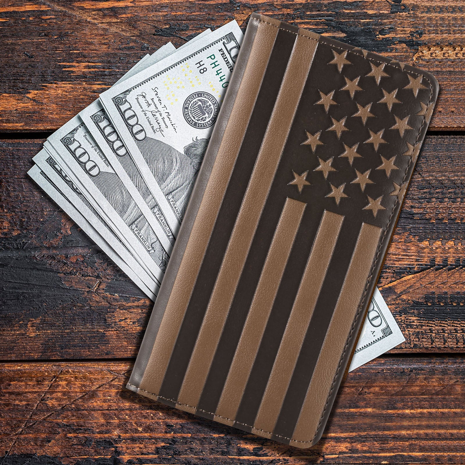 Patriotic Collection Men's Bifold Long PU Leather Wallet - Cowgirl Wear