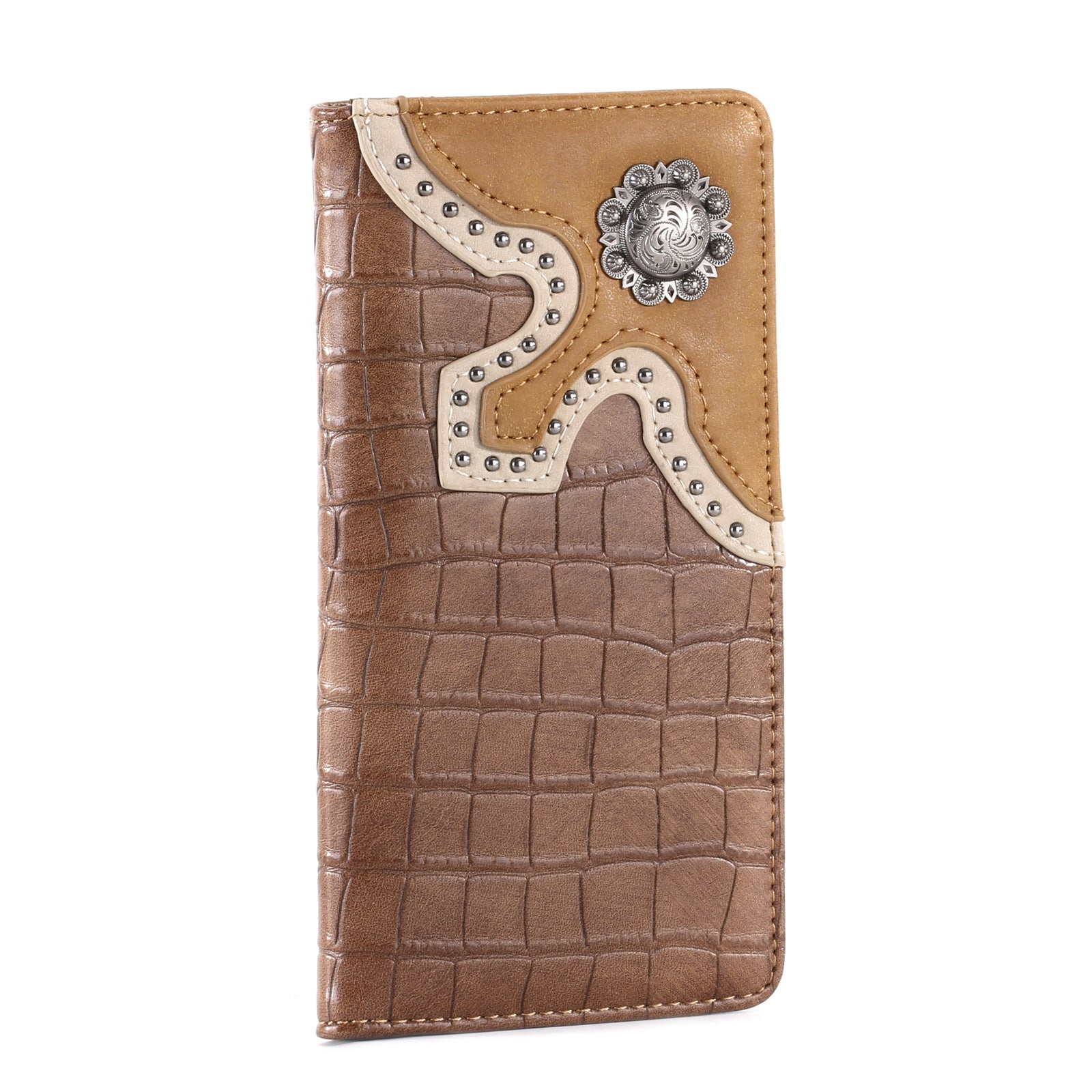 Croc Print Men's Bifold Long PU Leather Wallet - Cowgirl Wear