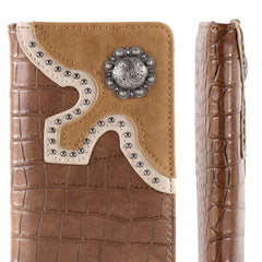 Croc Print Men's Bifold Long PU Leather Wallet - Cowgirl Wear